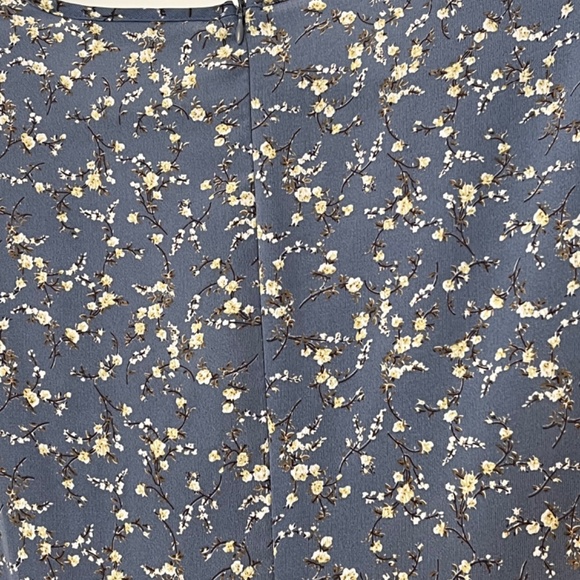 Periwinkle Blue Mini Floral Print Dress V-Neck Zipper Back Medium - Picture 10 of 12